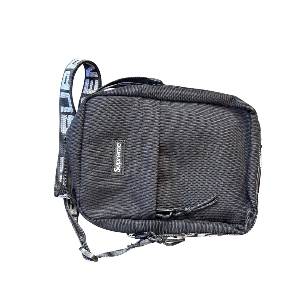 Supreme SS18 Shoulder Bag Black Cordura Nylon Logo St… - Gem